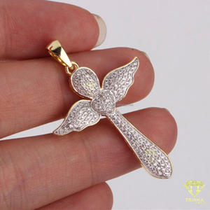Colgante de Cruz de Ángel en Plata de Ley 925 con Diamante Moissanite VVS, Joyería Hip Hop - Product Image 6
