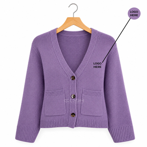 Cosh International Sorority Acrylic - Cárdigan de punto morado para mujer, manga larga, informal, color liso, con botones al frente - Product Image 1