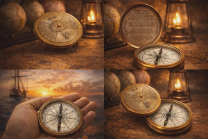 Boussole nautique en laiton antique avec calendrier perpétuel, boussole de poche pour la navigation, boussole d'exploration maritime, cadeau décoratif - Product Image 4