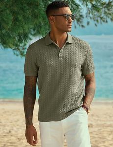 Camisa Polo Casual de Punto para Hombre, Texturizada, de Manga Corta, Elástica, para Golf, Vacaciones de Verano, Playa, con Cuello - Product Image 4