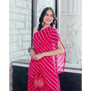 ชุดคุร์ตะผ้าชีฟองไหล่เดียวสีชมพูสำหรับผู้หญิงเอเลียไซส์ XS - Product Image 3