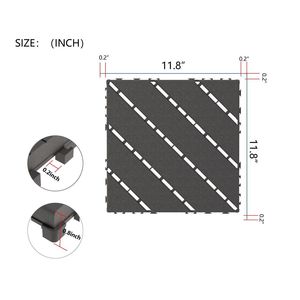 กระเบื้องพื้นพลาสติกแบบประกบกัน 44 ชิ้น ขนาด 12x12 นิ้ว รูปทรงสี่เหลี่ยมจัตุรัส กันน้ำ สำหรับปูพื้นระเบียงกลางแจ้ง ใช้งานได้ทุกสภาพอากาศ - Product Image 3