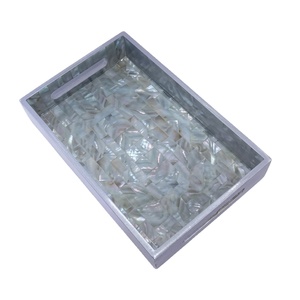 Bandeja Rectangular de Nácar para Servir, Diseño Exclusivo, Hecha a Mano, con Incrustaciones de Concha de Nácar, Plato Decorativo para Mesa de Centro, en Oferta - Product Image 1