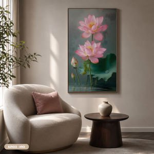 Peinture sur soie traditionnelle de haute qualité, fleur de lotus, peinte à la main, décoration murale, cadre photo, cadeau, fabriqué au Vietnam - Product Image 5