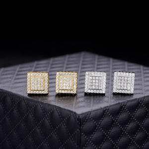 Boucles d'oreilles carrées modernes en moissanite, en argent sterling 925, bijoux étincelants et brillants, cadeau pour femmes - Product Image 1