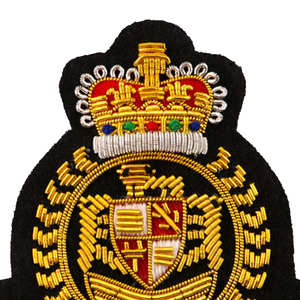 Custom Embroidered Patch <b>Sew</b>-<b>On</b> Irregular Shape Fabric <b>Badge</b> With Crown And Shield Design - Product Image 5