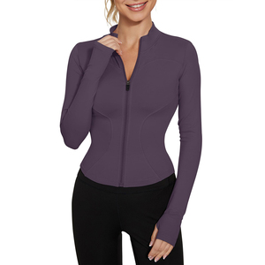 Women <b>Yoga</b> <b>Jacket</b> Slim Fit Stretch Activewear Zip Up Sports Top for Gym Workout Running Fitness Training Wear - Product Image 4
