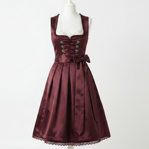 Vestido Dirndl Informal Transpirable de Alta Calidad para Mujer, Nuevo, Estilo Oktoberfest, Bordado Alemán, Liso, Teñido, Hasta la Rodilla, Sin Mangas - Product Image 1