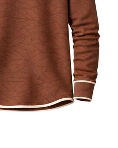 Sudadera Henley con estampado geométrico marrón para hombre, de manga larga, tejido French Terry, corte regular, informal, para invierno, nueva. - Product Image 6