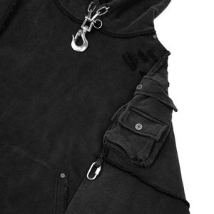 Sweat à capuche oversize streetwear – Délavé à l'acide, effet usé avec broderie de logo personnalisée - Product Image 3