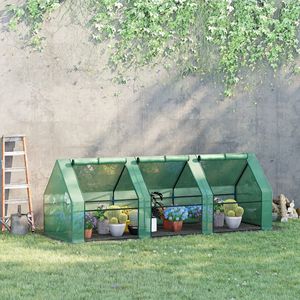 Mini serre portable pour jardin extérieur 9 x 3 x 3 avec grandes portes zippées et couverture UV/PE verte - Product Image 2