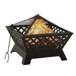 เตาไฟเหล็กเคลือบสีดำสำหรับย่างบาร์บีคิว พร้อมฝาครอบกันประกายไฟและอุปกรณ์จุดไฟ สำหรับตั้งแคมป์ ชายหาด และสวนหลังบ้าน - Product Image 5