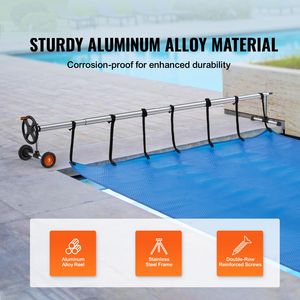 Avvolgitore per Copertura Solare per Piscina da 18 piedi in Alluminio, Set Avvolgitore per Piscina Interrata con Sacchi di Sabbia in Materiale PC PVC e Ruote in Gomma, Adatto alla Maggior Parte delle Piscine - Product Image 2
