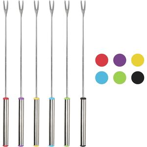 Set di 6 Forchette per Fonduta in Acciaio Inox da 9,5 Pollici con Manico Resistente al Calore, Utensili per Formaggio, Barbecue, Frutta, Dessert, Arrosto e Cioccolato - Product Image 1