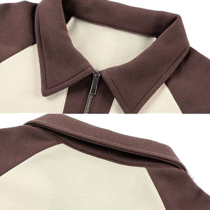 Polo de hombre con cremallera y bloques de color, mezcla de algodón, manga corta, estilo casual de verano, camiseta con estampado de letras estilo americano, ropa elegante OEM - Product Image 4