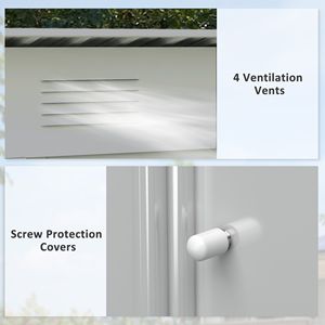 Casetta da Giardino 2,13m x 1,07m Nera/Bianca con Doppie Porte Bloccabili e Prese d'Aria, Struttura in Acciaio, Organizzatore per Attrezzi per Stoccaggio Esterno - Product Image 6