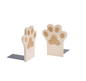 Sujetalibros de Madera con Recubrimiento Natural, Sujetalibros Decorativos de Madera con Forma de Pata para Estantes, Escritorio, Hogar, Decoración de Biblioteca - Product Image 1