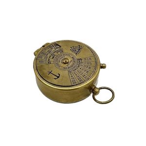 Antique Solid Brass Pocket <b>Calendar</b> Compass with Lid Vintage Nautical Desk Decor Gift Item - Product Image 4