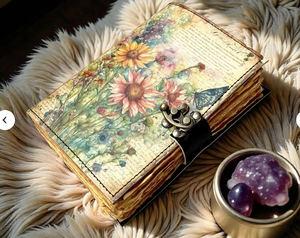 Handmade Paper Grimoire Book Shadows Witchcraft Spell Journal Vintage Wiccan Pagan Gothic Floral Gifts Hardcover <b>Diary</b> New Era - Product Image 1