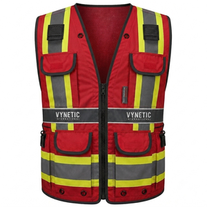 Chaleco de Seguridad Reflectante de Alta Visibilidad OEM, Logotipo Personalizado, Multibolsillos, Malla, Trabajo Pesado, Certificado CE, Unisex, Poliéster, Cierre de Cremallera - Product Image 1