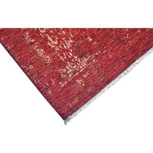 Tapis en laine rouge terre cuite noué à la main 9x12, abstrait, vieilli, vintage, à poils ras, moderne, réversible pour salon - Product Image 5