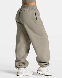 Women's Mid <b>Waist</b> Harem Pants Ankle-Length Solid Color <b>Elastic</b> <b>Waist</b> Loose Fit Casual Style Terry Fabric Autumn Wear - Product Image 2