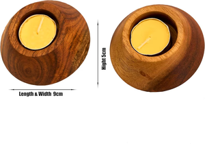 Porte-bougie en bois pour bougies chauffe-plat |   Support à bougies chauffe-plat en bois rustique moderne |   Décoration minimaliste pour la maison par B H Brothers - Product Image 5