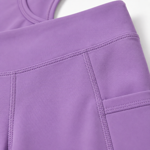 Conjunto de Yoga de 2 Piezas para Mujer, Color Morado, Leggings sin Costuras de Cintura Alta, Top Corto con Espalda Cruzada, Ropa Deportiva de Color Sólido - Product Image 5