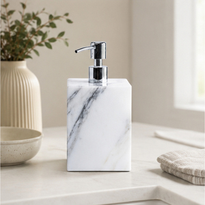 Distributeur de savon en marbre blanc de luxe moderne et écologique avec pompe en acier inoxydable pour hôtels 5 étoiles et décoration intérieure - Product Image 4