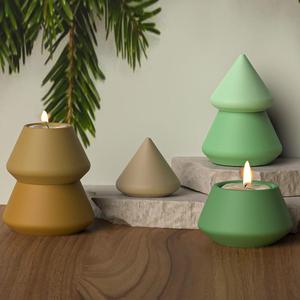 Christmas Tree Split Candle Cup Candlestick Gypsum <b>Resin</b> Candle Silicone Mold - Product Image 4