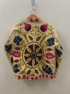 Chaqueta de algodón Suzani bordada a mano: abrigo indio bohemio elegante impresionante chaqueta hecha a mano de algodón indio suave - Product Image 4