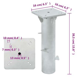 Base de parasol en acier argenté durable pour parasols de terrasse, design compact - Product Image 6