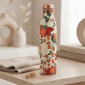 <b>Hot</b> drink <b>bottle</b> Floral Pattern <b>Water</b> <b>Bottle</b> With Copper Lid Portable Travel Drinkware - Product Image 1