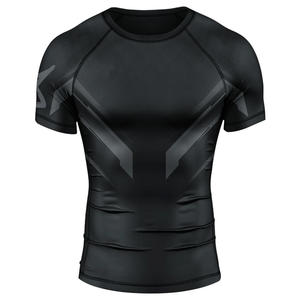 Camiseta de Compresión de Manga Corta, Transpirable, de Secado Rápido, Protección UV, para Artes Marciales, Personalizable OEM, Unisex, Negra Mate - Product Image 1