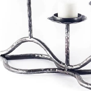 Hand Forged <b>Black</b> Iron Candelabra 5-Light Wavy Branch Candle Holder Rustic Metal Table Centerpiece <b>Candlestick</b> for Wedding Decor - Product Image 2