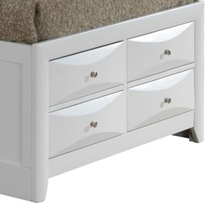 Cama Doble Moderna y Elegante con Almacenamiento, Tapizada en Blanco para Espacios Contemporáneos - Product Image 2