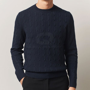 Pull en tricot classique pour homme, chaud, respirant, à manches longues, en coton/laine, coupe confortable, parfait pour l'hiver - Product Image 3