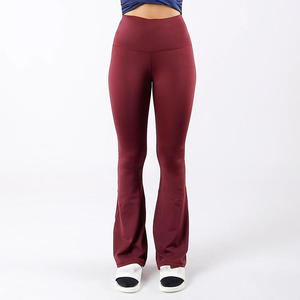 New Fashion Mid Waist Seamless Flare <b>Leggings</b> Plaid Pattern Drawstring Closure Tummy Control Breathable Workout <b>Leggings</b> Women - Product Image 3