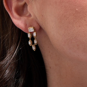 <b>Emerald</b> Cut Lab Grown Diamond <b>Drop</b> <b>Earrings</b>_ 14k Gold Dangle Jewelry - Product Image 1