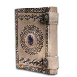 Journal intime en cuir semi-améthyste A5, accessoires d'écriture haut de gamme - Product Image 2