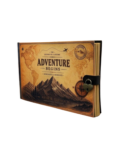 Livre personnalisé en cuir « L'aventure commence » – Album photo et carnet de souvenirs sur mesure pour voyages, mariages, écriture et scrapbooking – Cadeau pour couples - Product Image 2