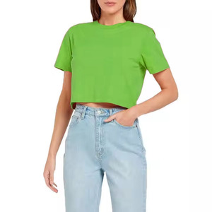 Nouveau t-shirt femme col rond, coupe slim, couleur unie, manches courtes, personnalisable, pour le fitness et le quotidien. - Product Image 3