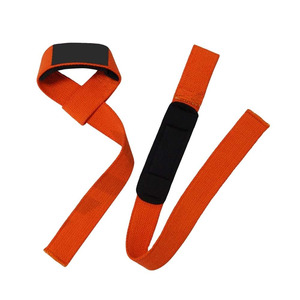 Sangles de musculation en néoprène orange rembourrées avec fermeture auto-agrippante pour l'entraînement en force et l'utilisation en salle de sport - Product Image 2