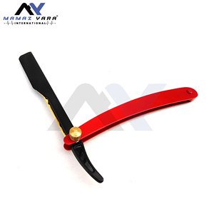Navaja de Afeitar Profesional para Barbería, Negra, Roja y Dorada, Clásica, de Acero Inoxidable, Plegable, para Barbería y Cuidado Personal en Casa - Product Image 4