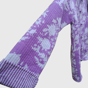 Abrigo Acolchado Tipo Waffle para Mujer Talla Grande, Estampado Floral, Manga Larga, Botones, Chaqueta Vintage de Invierno - Product Image 4