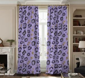 Skull Leopard Print <b>Window</b> Curtains Dense Floral Panel 70% Light Blocking Decorative Privacy Drapes Premium Fabric for Living - Product Image 2