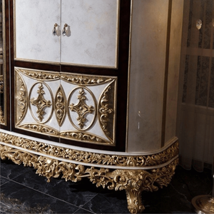 Armario Clásico Europeo de Caoba de Alta Gama Personalizado, Armario de Lujo con Tallado Dorado, Panel Decorativo de Marfil, Muebles para Dormitorio - Product Image 5