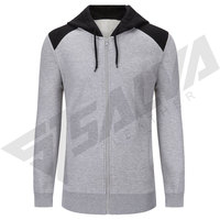 Erkek Gri Kapüşonlu Polyester/Pamuk Sokak Spor Eşofman Takımı Nefes Alabilen Örme Sweatshirt Pantolon İpli Rahat Sonbahar Giysisi