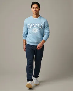 เสื้อสเวตเชิ้ตคอกลมพิมพ์ลายแคนาดา สีฟ้าอ่อน ทรงปกติ ใส่ได้ทั้งชายและหญิง สไตล์ลำลอง ผ้าเฟรนช์เทอร์รี่ 100% ผ้าฝ้าย เหมาะสำหรับใส่ในฤดูใบไม้ร่วง - Product Image 2