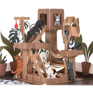 Carte de vœux 3D pop-up Arbre à chat avec scène complexe de chats grimpant pour les amoureux des chats et les défenseurs de la protection animale, carte cadeau d'anniversaire - Product Image 3